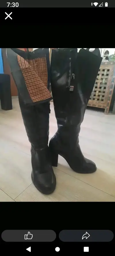 Botas negras de cuero alto TOMY HILT - miniatura 1