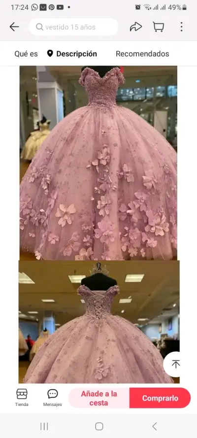 Vestido de quinceañera rosa con falso incluido - miniatura 1