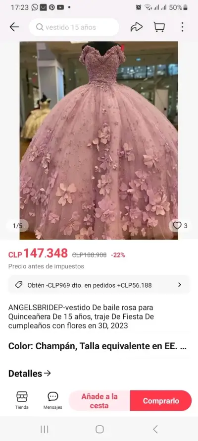 Vestido de quinceañera rosa con falso incluido - miniatura 2