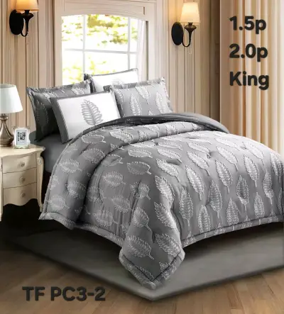 Juego de cubre  de cama gris y beige king y 2.0plz - miniatura 1
