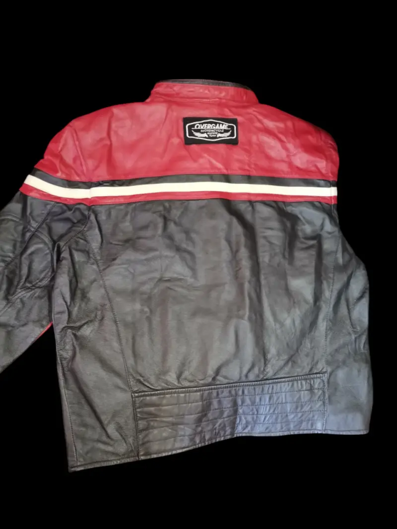 Chaqueta Cuero Racing Vintage Moto XL Roja/Negra - 4