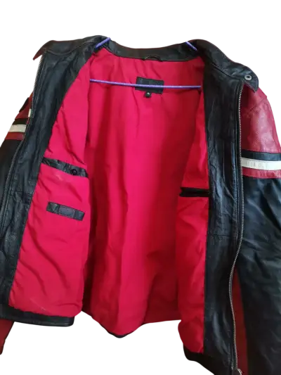 Chaqueta Cuero Racing Vintage Moto XL Roja/Negra - miniatura 5