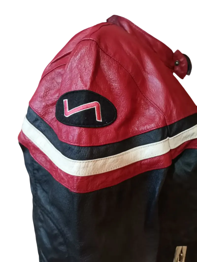 Chaqueta Cuero Racing Vintage Moto XL Roja/Negra - 6