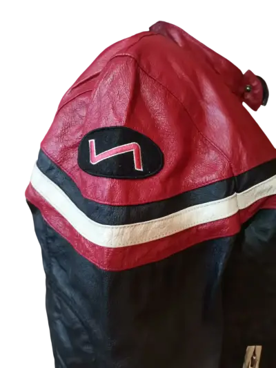 Chaqueta Cuero Racing Vintage Moto XL Roja/Negra - miniatura 6