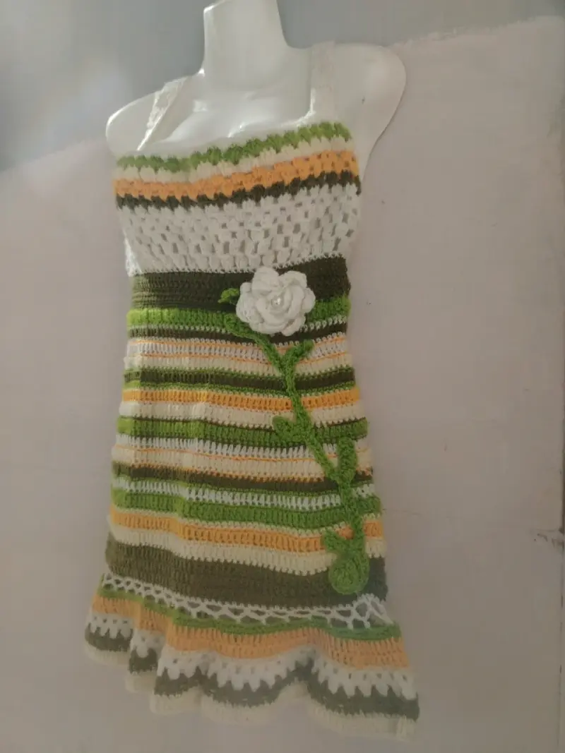 Vestido tejido a crochet multicolor - 2
