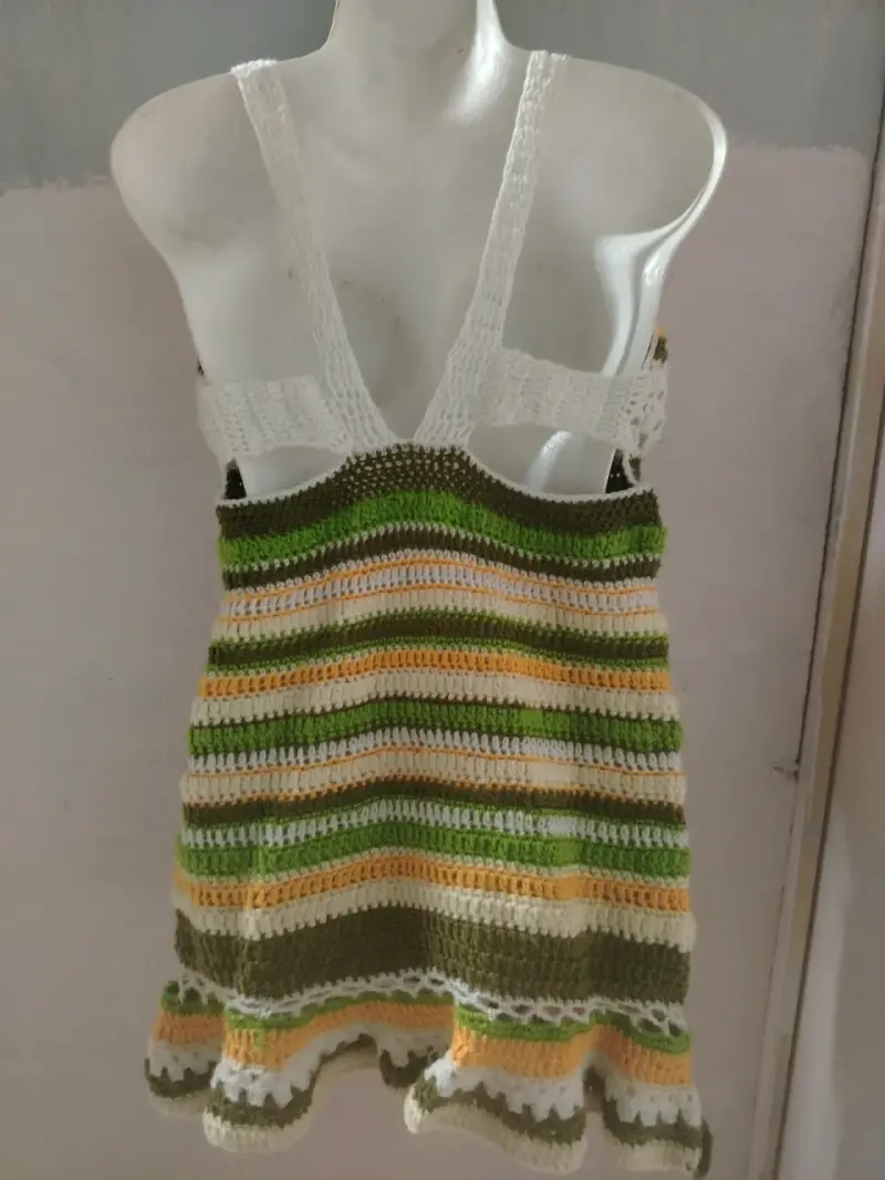 Vestido tejido a crochet multicolor - 3