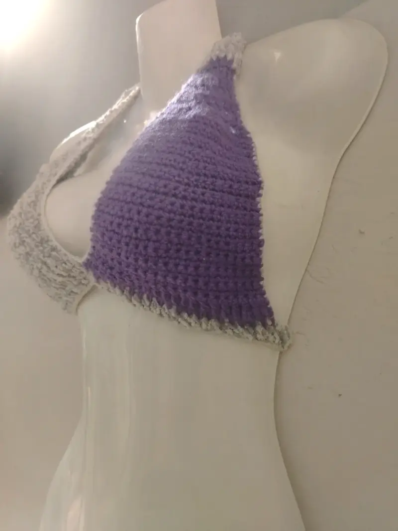 Top tejido bicolor gris y morado - 3