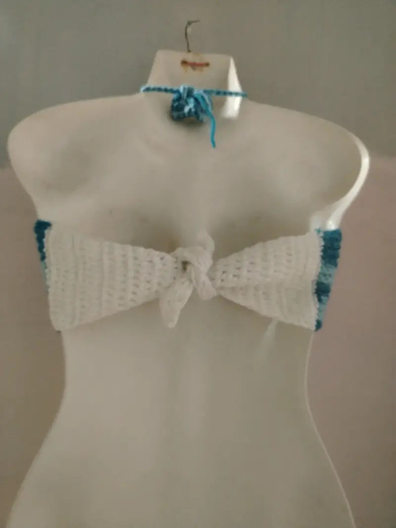 Top tejido a crochet azul - 3