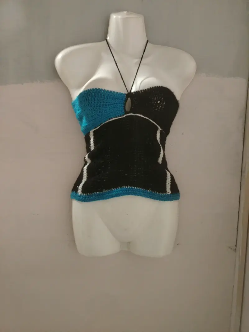 Top tejido azul y negro - 2