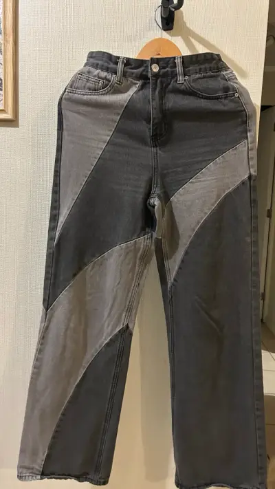 Jeans patchwork gris y negro - miniatura 1