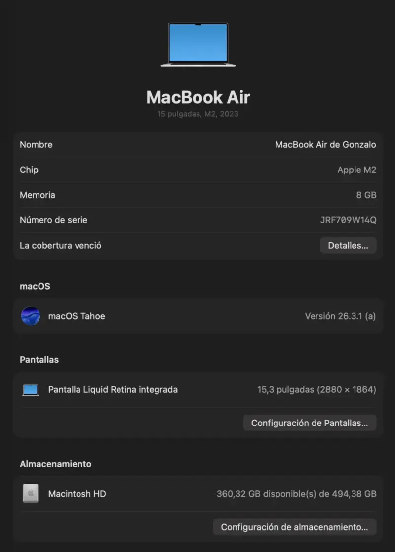 Macbook Air M2 - 15" poco uso - 5