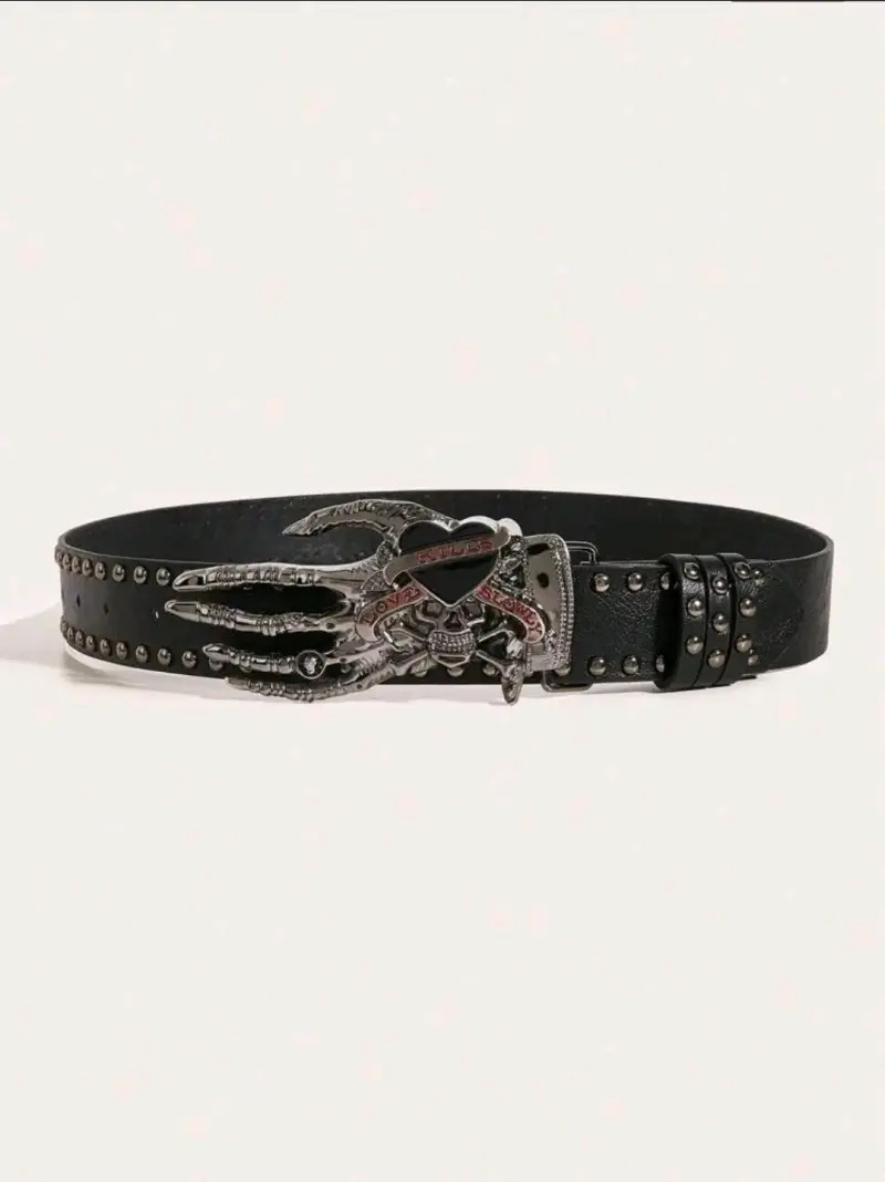 Cinturón negro con hebilla de calavera - 2