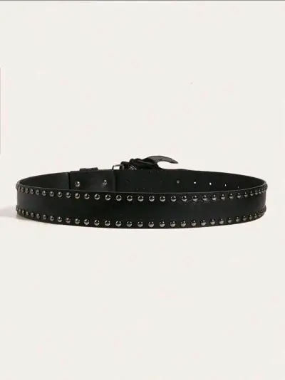 Cinturón negro con hebilla de calavera - miniatura 3