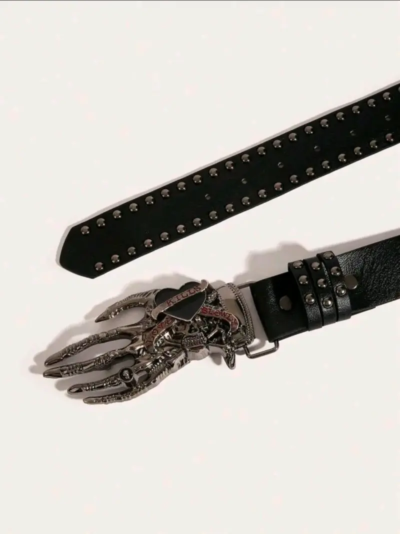 Cinturón negro con hebilla de calavera - 4