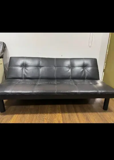 Sofá cama negro ecocuero - miniatura 1