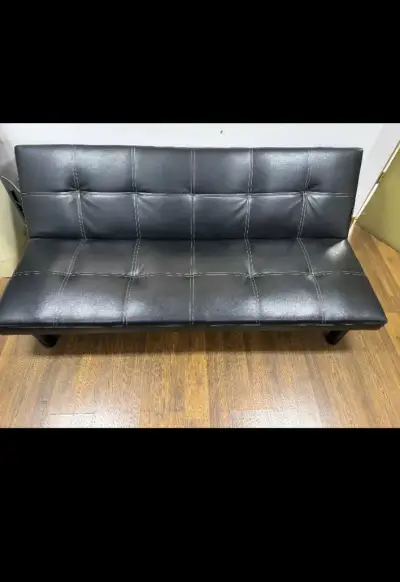 Sofá cama negro ecocuero - miniatura 2