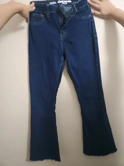 Jeans acampanados azul oscuro - miniatura 1