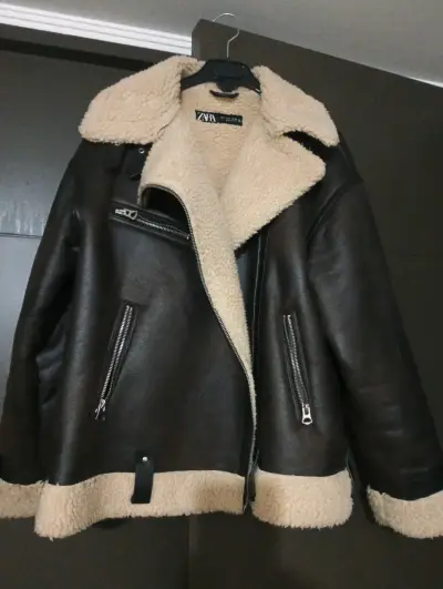Chaqueta Zara marrón oscuro con forro - miniatura 1