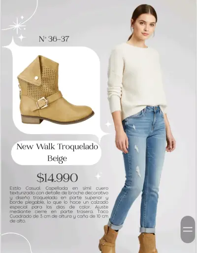 Botines beige troquelados - miniatura 1