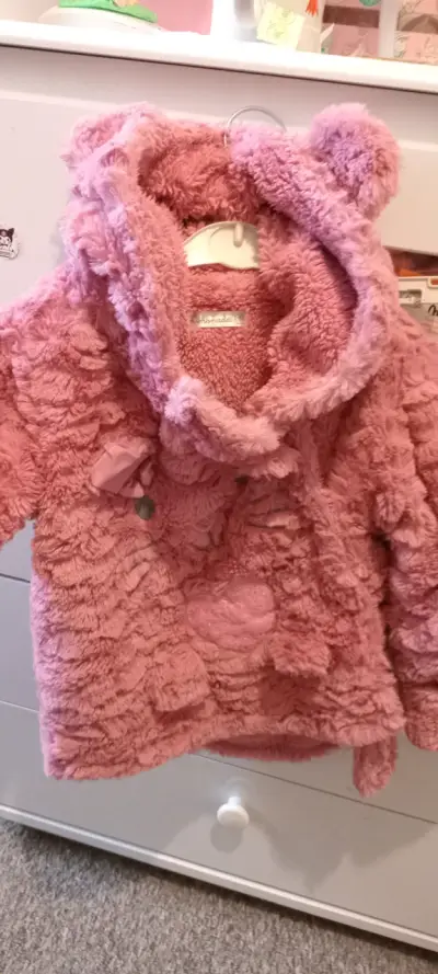 Abrigo infantil de peluche gris - miniatura 2