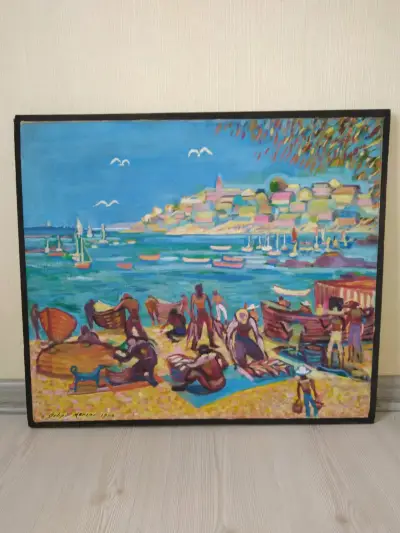 Cuadro pintado a mano de playa - miniatura 1