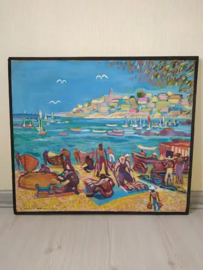 Cuadro pintado a mano de playa - miniatura 3