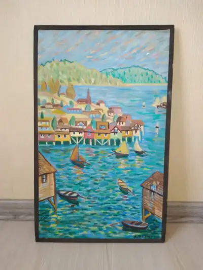 Cuadro pintado a mano de playa - miniatura 4