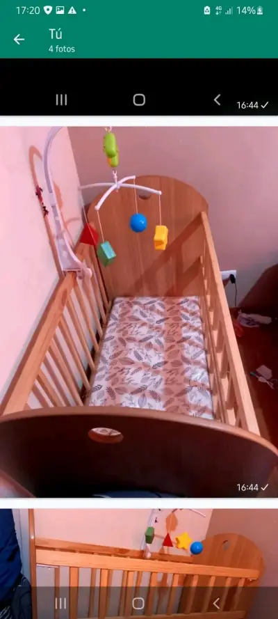 Cuna de madera con colchón - miniatura 1