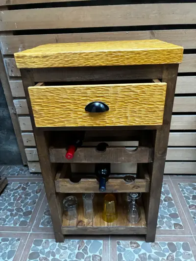 Mesa botellero de madera rústica - miniatura 5