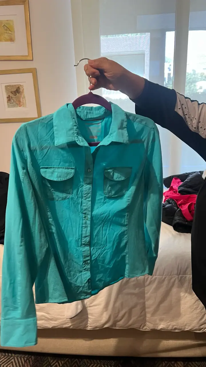 Camisa turquesa de manga larga COLUMBIA