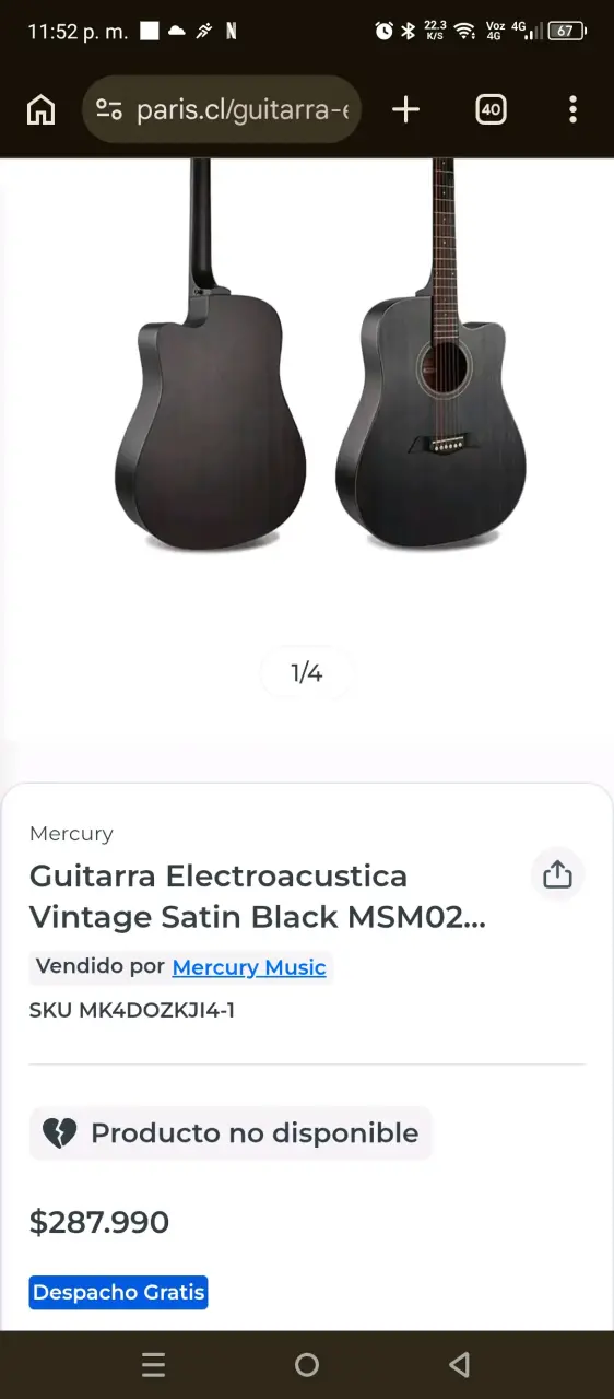 Guitarra electroacústica Mercury - 5