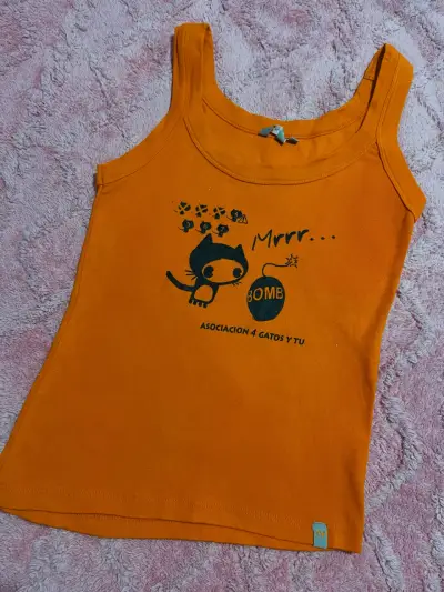 Polera sin mangas naranja estampada - miniatura 1