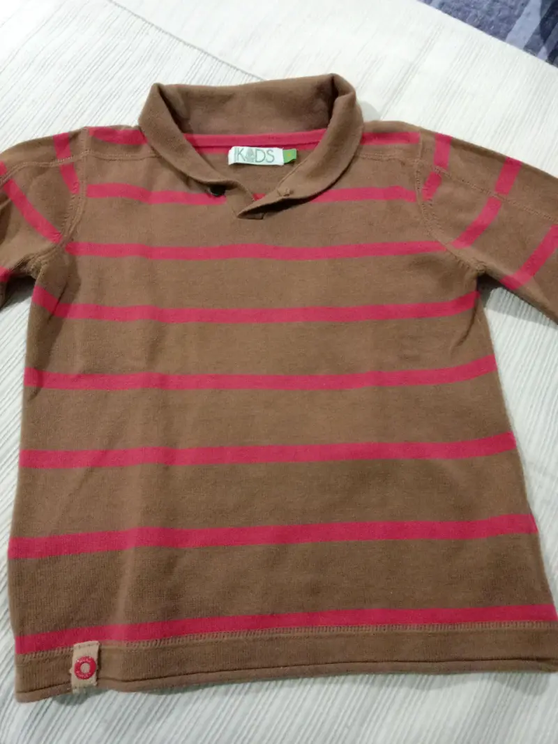Polera de niño marrón a rayas - 1