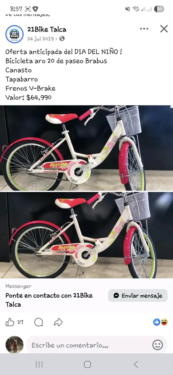 Bicicleta de paseo aro 20 Brabus