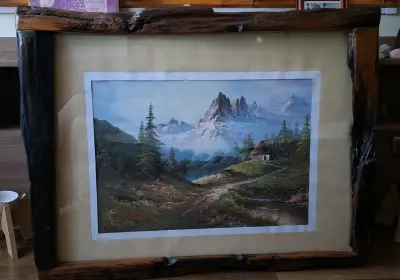 Cuadro paisaje montañoso enmarcado - miniatura 1