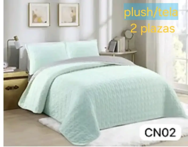 Cubre cama 2 plazas verde agua
