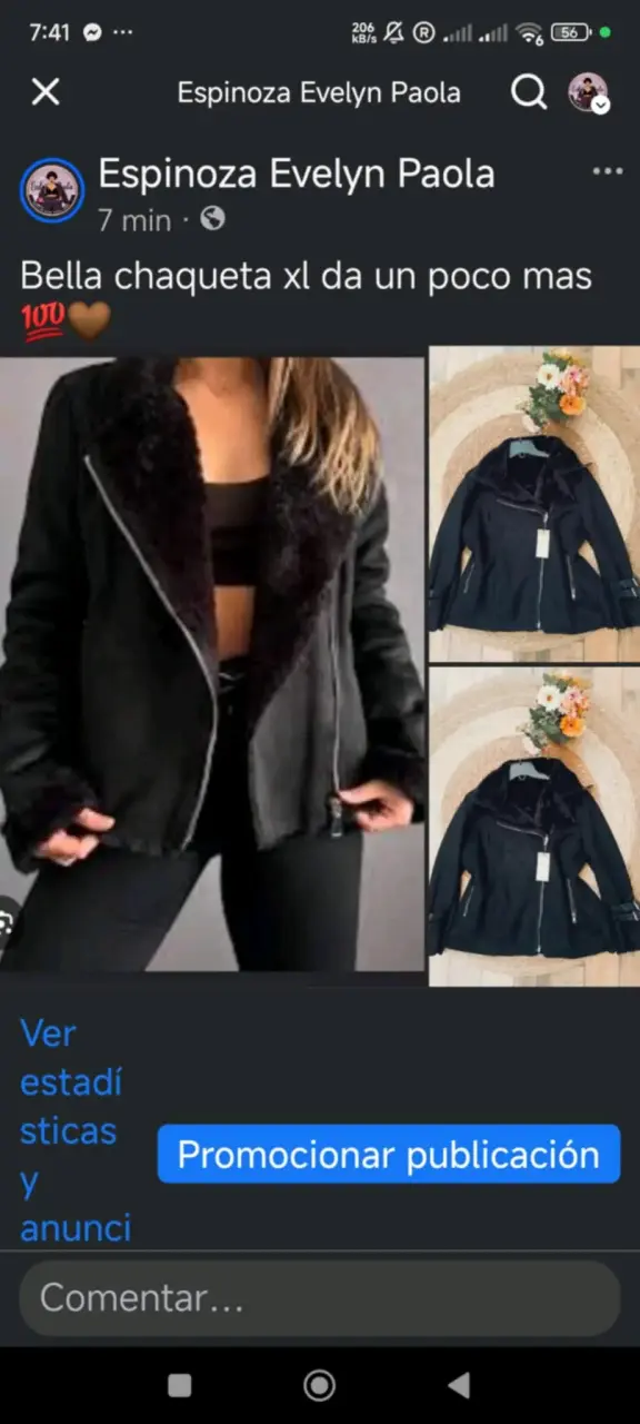 Chaqueta negra con forro peludo - 1