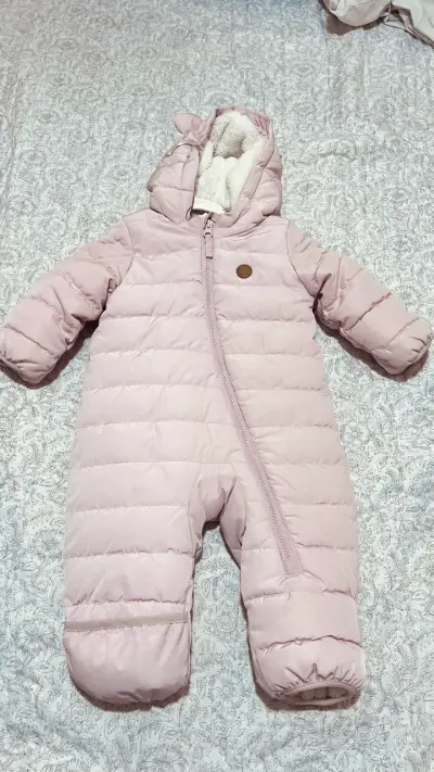Enterito de invierno rosado para bebé - miniatura 1