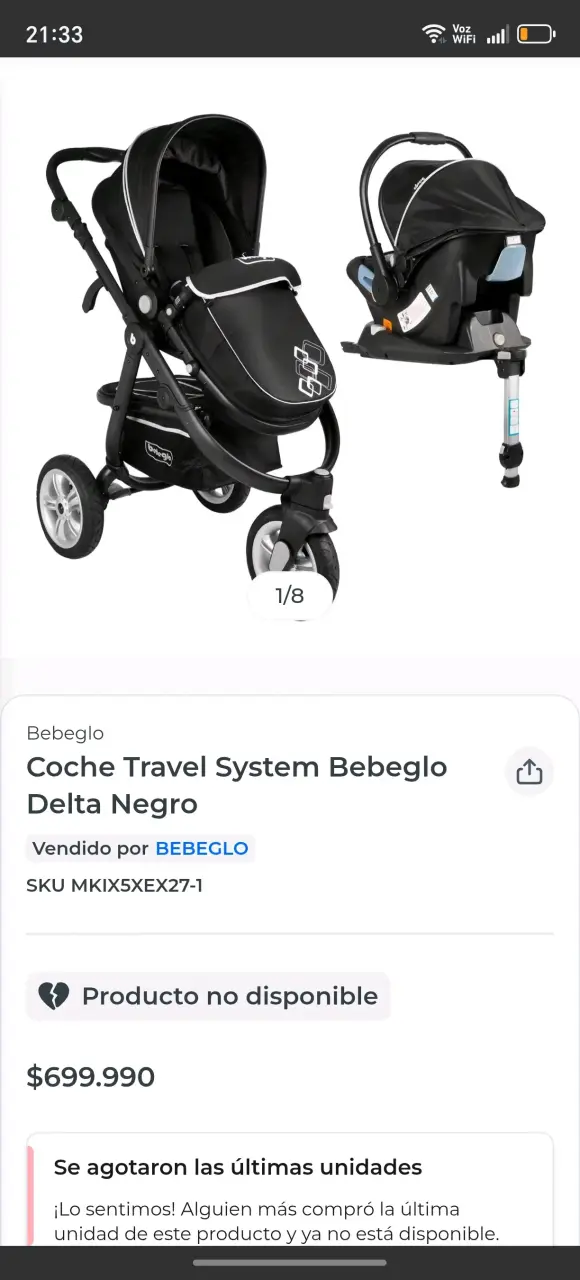 Coche Travel System Bebeglo Negro