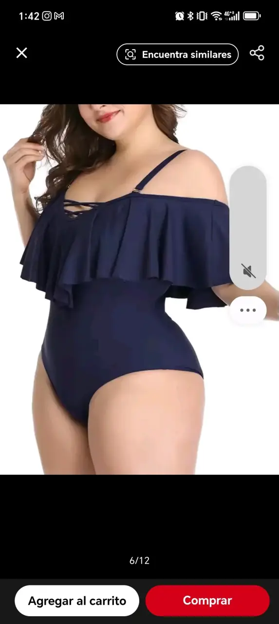 Traje de baño azul con volantes - 1