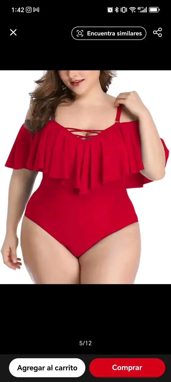 Traje de baño azul con volantes - 2