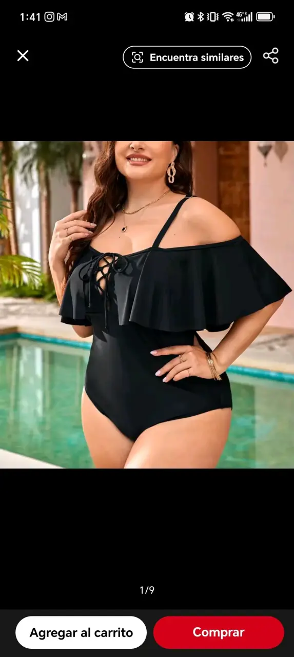 Traje de baño azul con volantes - 5