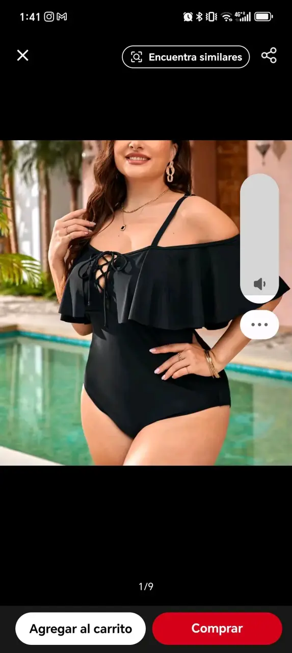 Traje de baño azul con volantes - 6