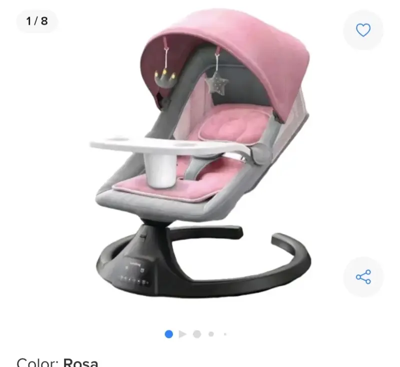 Silla mecedora para bebé rosa