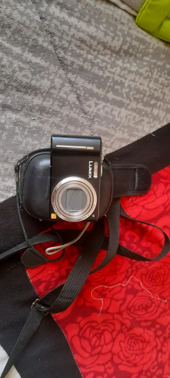 Cámara digital Lumix con funda