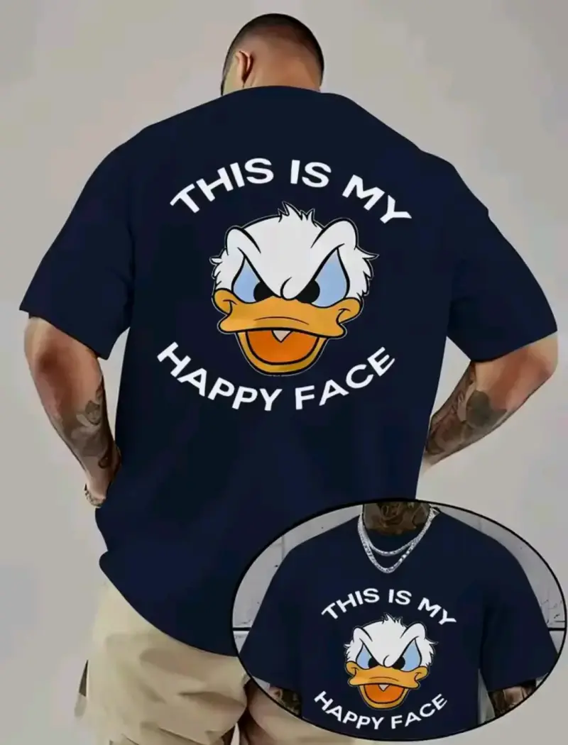 Polera azul con diseño divertido