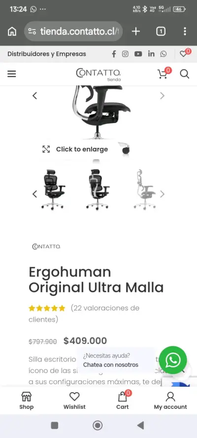 Silla ergonómica Ergohuman negra - miniatura 1
