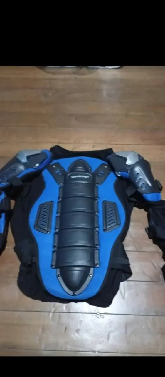 Chaqueta protectora de moto azul y negra - 2
