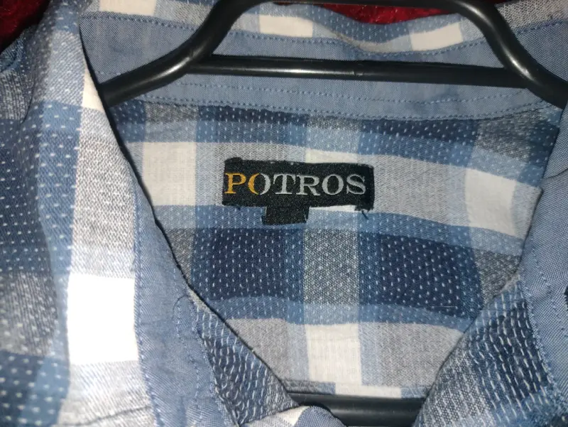 Camisa cuadrille azul y blanco potros talla M - 2