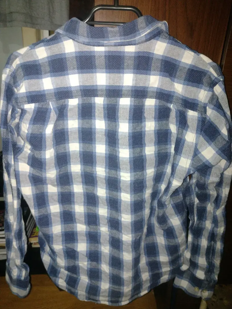 Camisa cuadrille azul y blanco potros talla M - 4